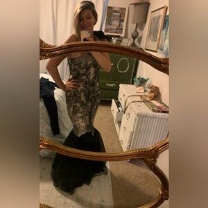 Zac Posen Black Floral Embroidered Ivory Dress